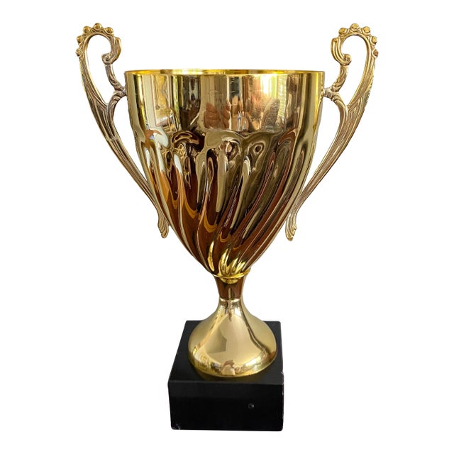 Vintage Brass Trophy Urn on Base For Sale
