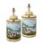 These lamps are handcrafted from metal, shaped like cylindrical tea canisters. The surfaces are hand-painted with a...