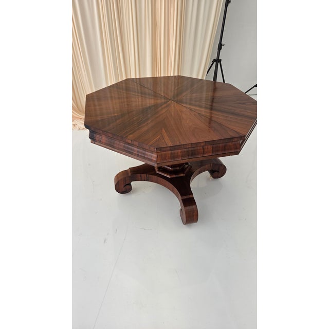 Victorian Antique Octagonal Walnut Finish Tilt ( Snap) Pedestal Center Table For Sale - Image 3 of 18