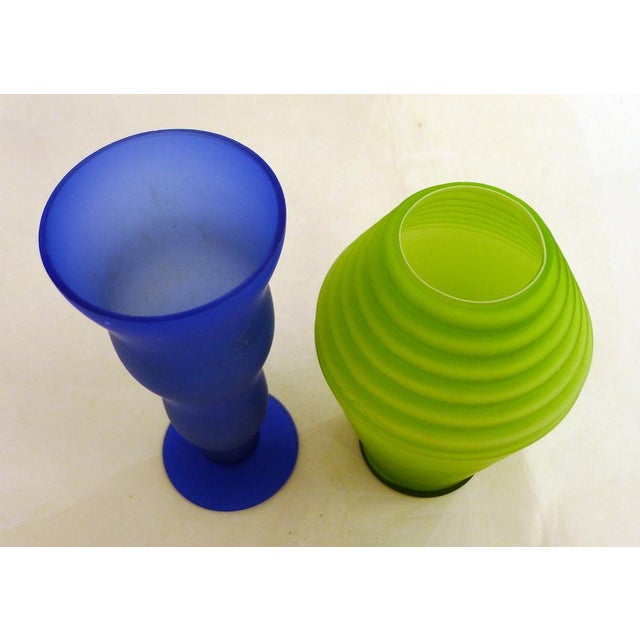 Vases in Colored Frosted Glass, 1980s, Set of 2 For Sale - Image 13 of 15