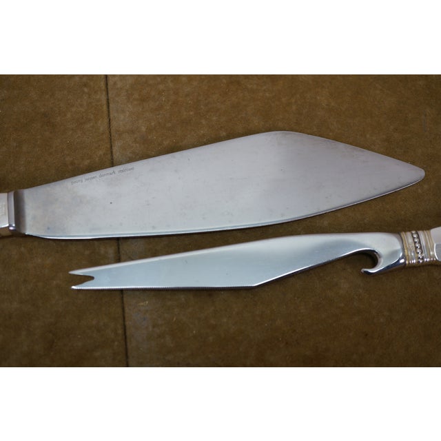 Early 20th Century Danish Georg Jensen Acanthus Dronning Sterling Silver Cake & Cheese Knives For Sale - Image 11 of 12