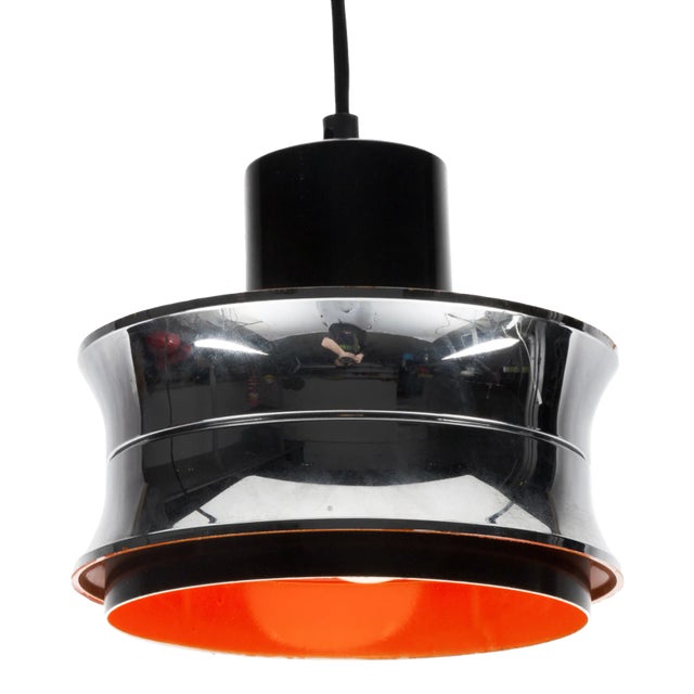 Scandinavian Orange Pendant Lamp in Chrome For Sale