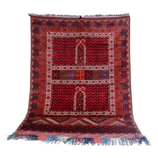 Vintage Afghan Turkmen Hand-Knotted Wool Rug, 1990s For Sale