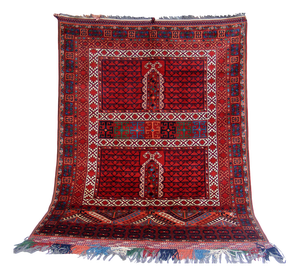 Vintage Afghan Turkmen Hand-Knotted Wool Rug, 1990s