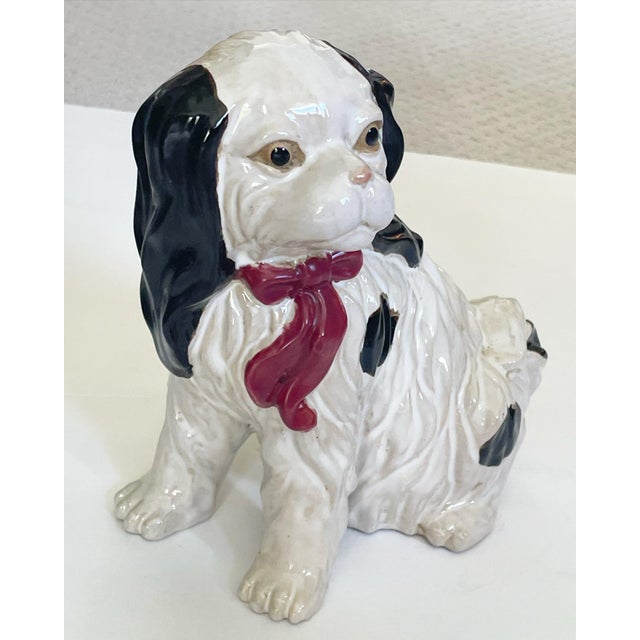 Staffordshire Style Black and White Spaniel For Sale - Image 9 of 9
