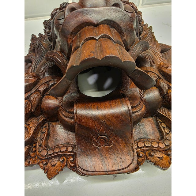 Wood Signed Mid-Century Balinese Macassar Ebony Boma Guardian Mask by Ida Bagus Nyoman Subrata For Sale - Image 7 of 12
