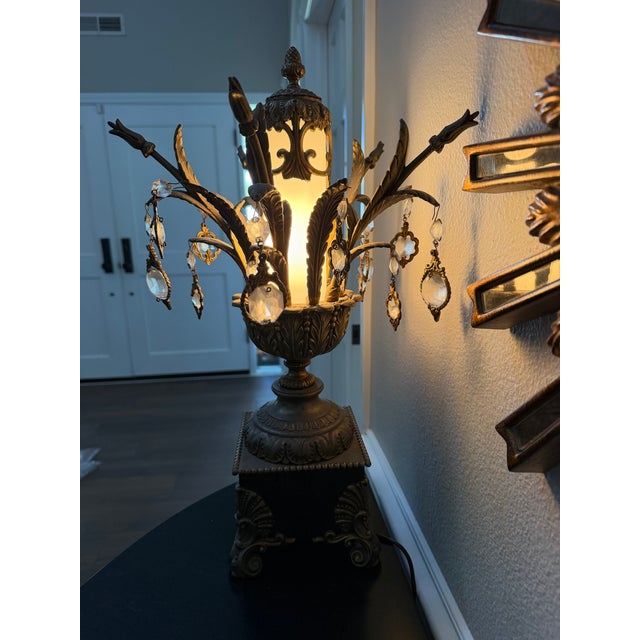 Vintage Table Lamps With Crystal Antique Gold For Sale - Image 15 of 17