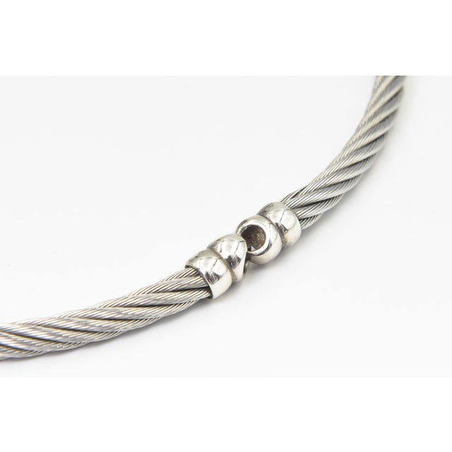Late 20th Century Late 20th Century Italian Yurman Style Sterling Silver Cable Collar Necklace For Sale - Image 5 of 12