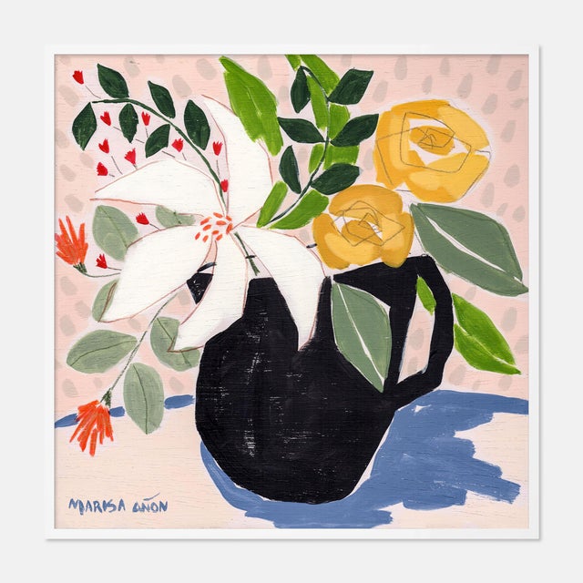 Contemporary April Flowers by Marisa Anon in White Frame, XS Art Print For Sale - Image 3 of 3