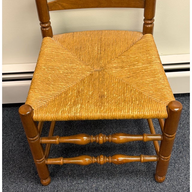 Brown Set of 8 Solid Cherry Ladderback Rush Seat Dining Chairs - Attributed to Pennsylvania House For Sale - Image 8 of 12