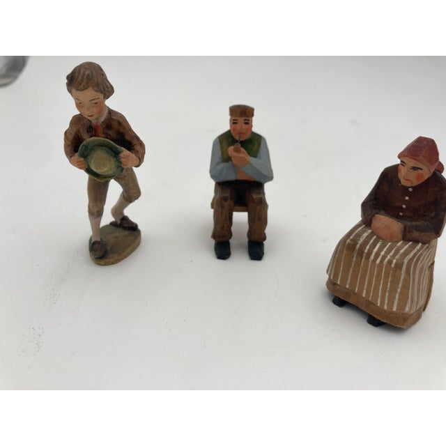 Vintage Swiss Wood Carved Figures - Set of 3 For Sale - Image 6 of 6