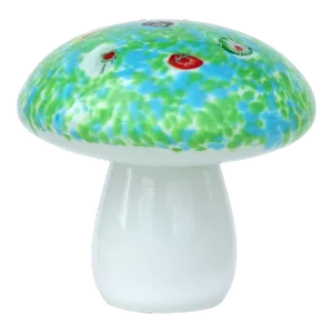 Vintage Murano Flower Millefiori Canes Green Blue White Italian Art Glass Mushroom Toadstool Paperweight Sculpture