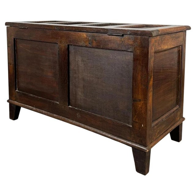 2000 - 2009 Early 20th Century Oak Blanket Box with Panelled Front For Sale - Image 5 of 11