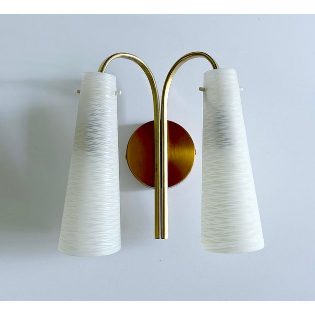 Gold Vintage Glass Wall Light from Hillebrand, 1950s For Sale - Image 8 of 18