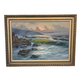 1940s Vintage Seascape Framed Painting For Sale