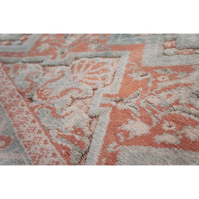 1920s Gray Salmon Geometric Tribal Antique Indian Agra Cotton Rug 4'0"x 7'2" Handknotted Wool Carpet For Sale In New York - Image 6 of 6