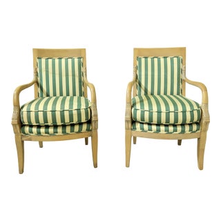 Pair Neoclassical Dolphin Carved Armchairs For Sale