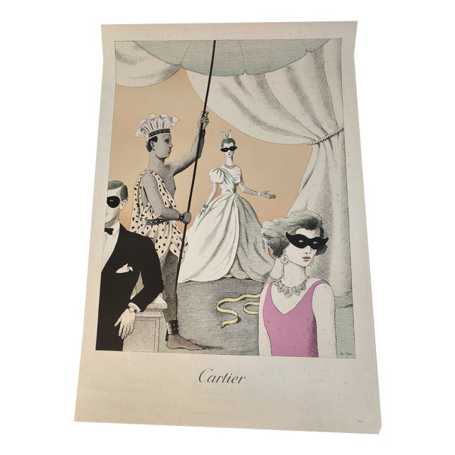 Large Cartier Jewelers Poster by Pierre Le Tan, 1985 For Sale