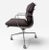 A classic Eames Aluminum Group Soft Pad Management Chair, upholstered in rich dark burgundy leather. The leather is...