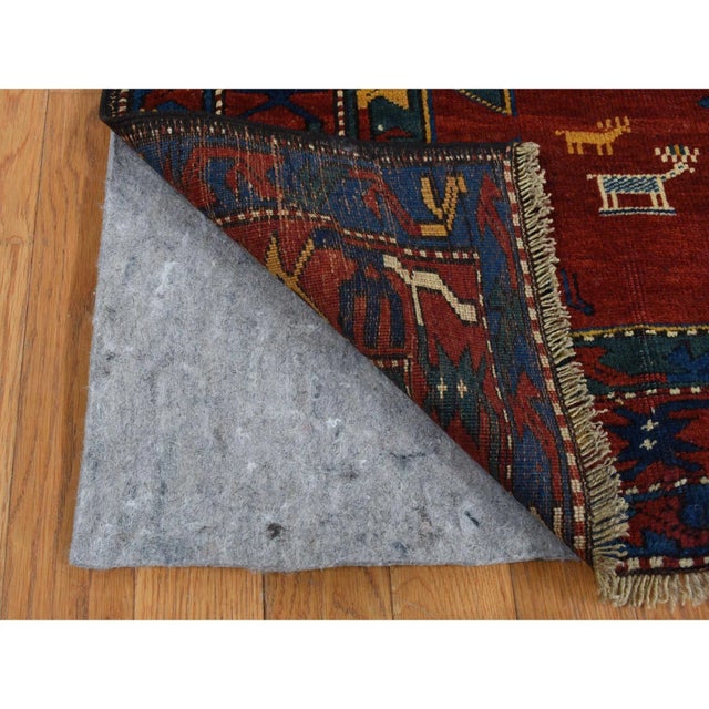 Traditional 1920 Red Antique Caucasian Armenian Pure Wool Hand Knotted Clean Signed and Dated Rug For Sale - Image 3 of 9