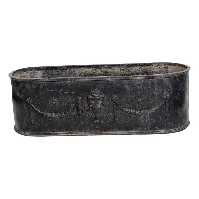Classical Roman Early 19th Century English Grey Lead Planters with Classical Decoration - A Pair For Sale - Image 3 of 6