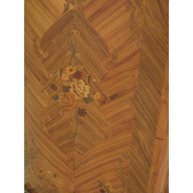 1980s 1980s Italian Marble Top Inlaid Commode With Bronze Trim For Sale - Image 5 of 10