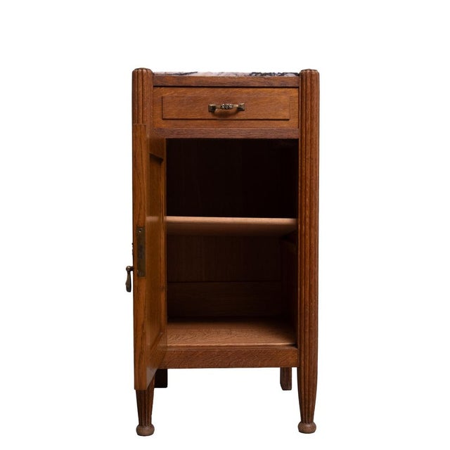 1920s Art Nouveau Nightstand in Oak with Marble Top, 1920s For Sale - Image 5 of 11