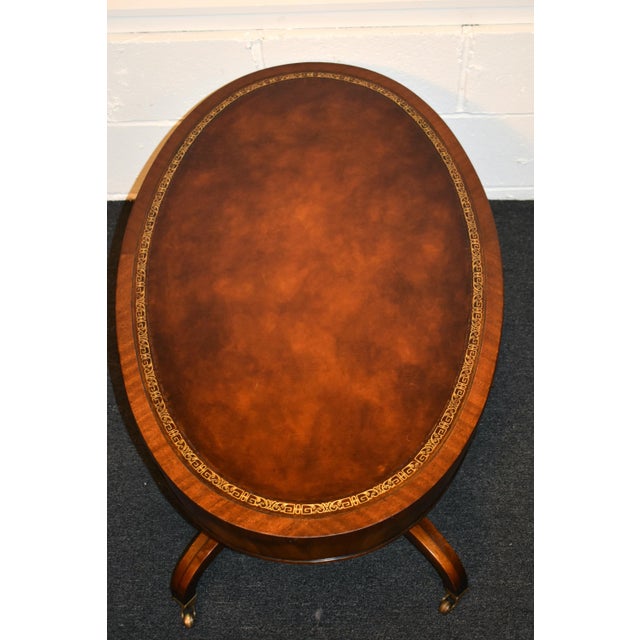 Vintage Weiman Oval Mahogany Leather Top Coffee Table Chairish
