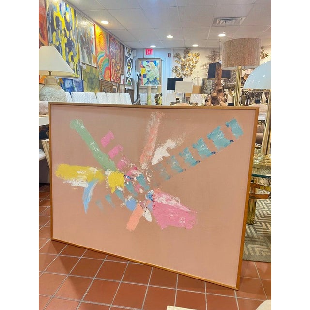 Mauve Large Signed Post Modern Abstract Expressionist Painting 1980's For Sale - Image 8 of 18