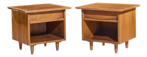 George Nakashima for Widdicomb Origins Model 215 Mid Century Walnut Nightstands - Pair