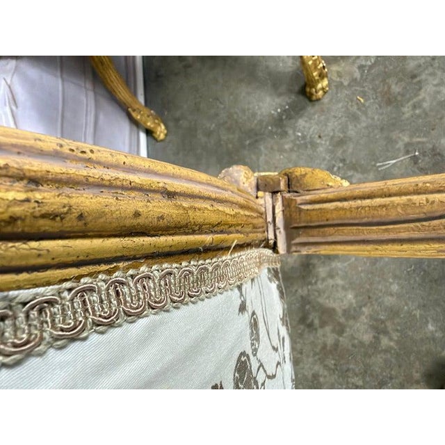 Pair of Italian Neoclassical Curule Stools W/ Fortuny Upholstery For Sale - Image 15 of 17