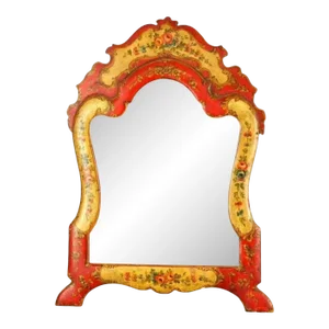 Vintage Italian Style Paint Decorated Table Top Mirror, Mid 20th Century
