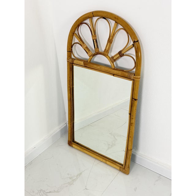 Bamboo wall mirror, Made in Italy, 1970s Intact and in good condition. Width 54 cm, height 100 cm, depth 4 cm.
