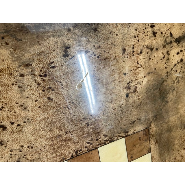 1970s Aldo Tura Brown and Cream Goatskin Game Table For Sale - Image 10 of 12