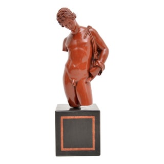 Neoclassical Style Sculpture of Meleager, 1950, Resin on Wood Base For Sale