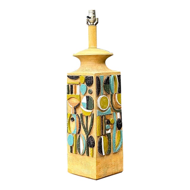 Vintage Mid-Century Modern Abstract Ceramic Table Lamp For Sale