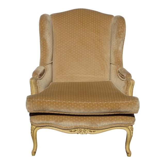 Vintage French Provincial Gold Polka Dotted Velvet Accent ...