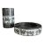 Black & White Marble Canister With Lid and Matching Dish/Ashtray, Etched Procession of Horses, Chariots, Robed Men For Sale