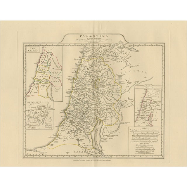 Antique Map of Biblical Palestine Holy Land with Jerusalem Insets, 1818 For Sale