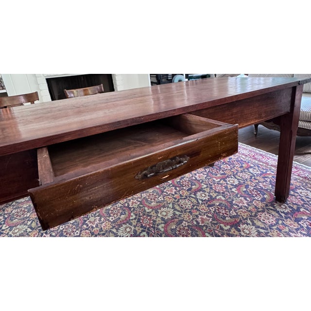 Brown 19th Century European Farmhouse Worktable/Refectory Table With 3 Drawers For Sale - Image 8 of 15