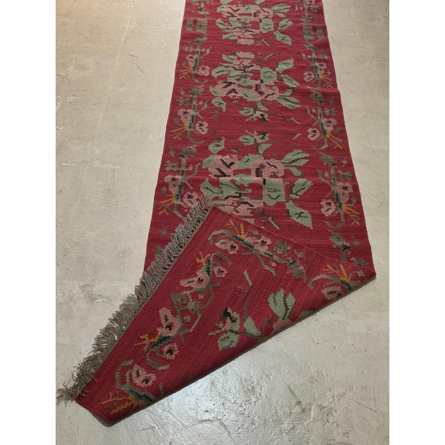 1970s Vintage 1970s Red Floral Kilim Runner Rug – 2’7” X 9’3” For Sale - Image 5 of 7