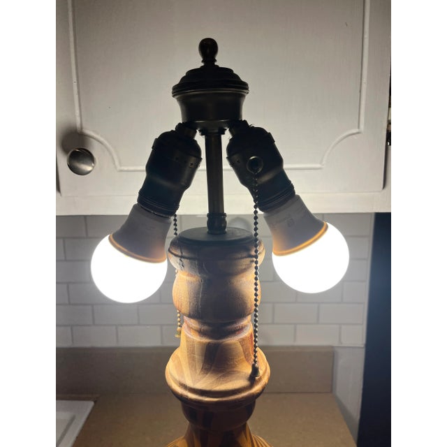 Brown Late 20th Century Vintage 2 Toned Wood Spindle Lamp For Sale - Image 8 of 10