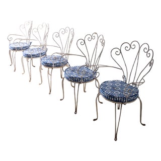 Painted Iron Garden Chairs, 1950, Set of 5 For Sale