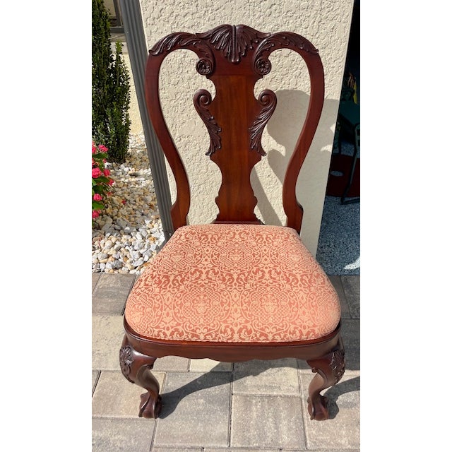 Wood 1950s Set of 6 Custom Mahogany Queen Ann Dining Chairs For Sale - Image 7 of 12