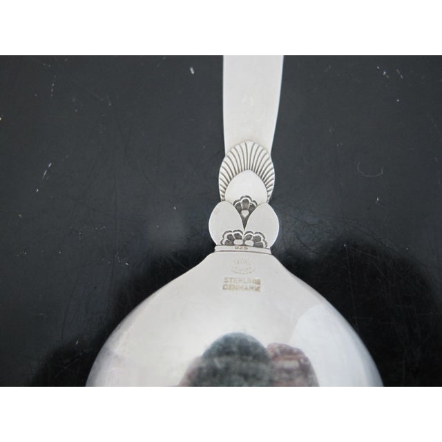 Mid-Century Modern Georg Jensen Denmark Sterling Silver Cactus 6 1/4" Bouillon Soup Cream Spoon For Sale - Image 3 of 4