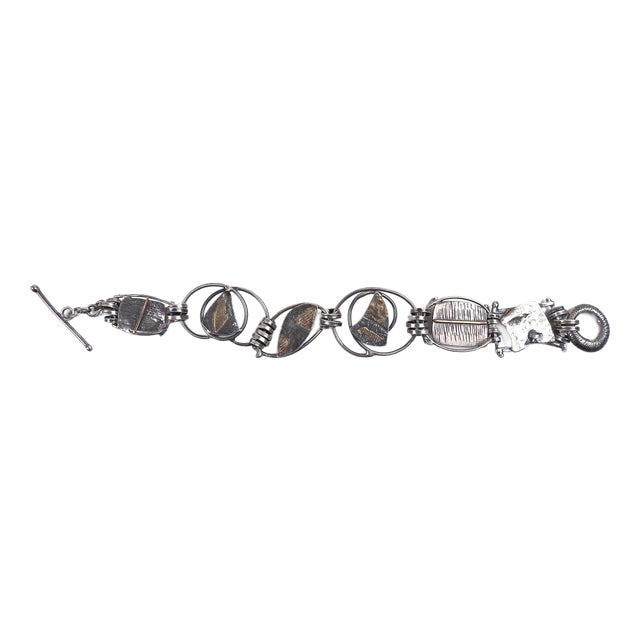 Contemporary Artist Studio Sterling Silver Abstract Bracelet For Sale