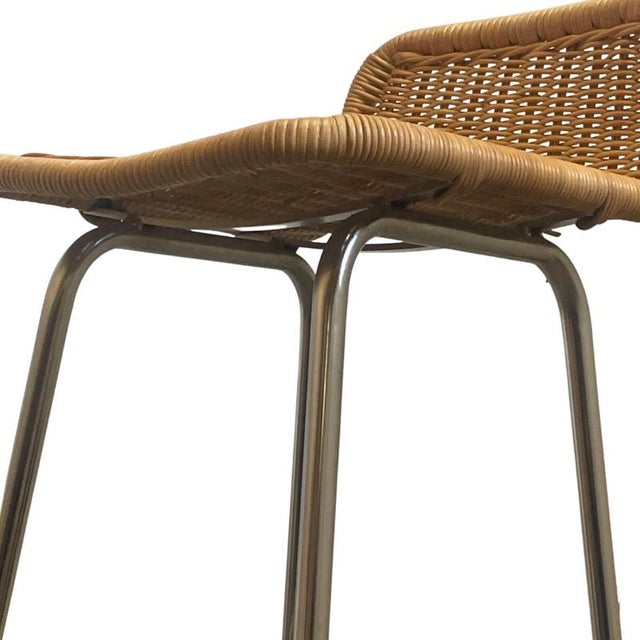 Brown Bar Stool with Wicker Seat by Dirk van Sliedrecht for Rohe Noordwolde For Sale - Image 8 of 10