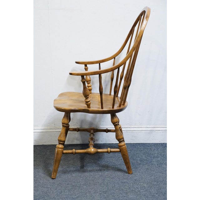 Late 20th Century Ethan Allen Circa 1776 Collection Solid Maple Early American Bowback Windsor Dining Arm Chair 18-6211a For Sale - Image 5 of 10