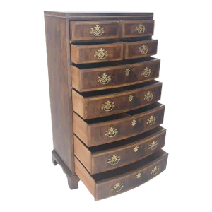 Henredon Banded Mahogany 9 Drawers Chippendale Style High Chest Dresser