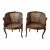 Vintage French Louis XV Style Carved Wood With Cane Arm Chairs a-Pair For Sale
